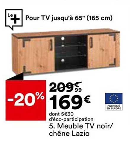 meuble tv noir-chêne lazio
