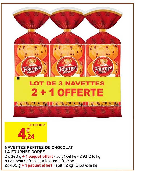 navettes pépites de chocolat la fournée dorée