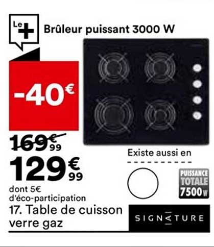 Table De Cuisson Verre Gaz Signature