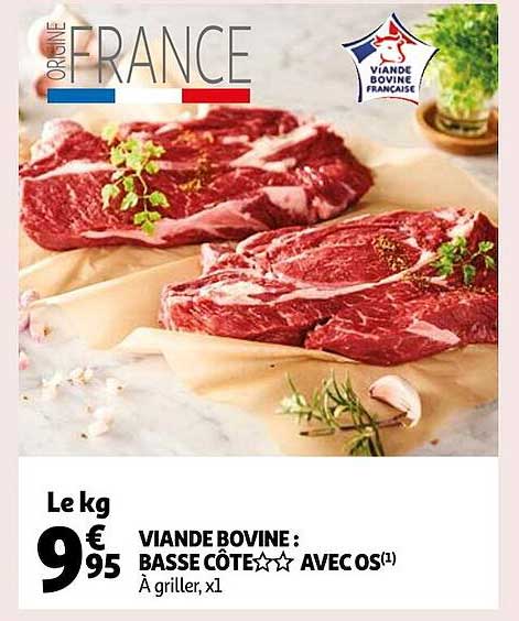viande bovine : basse côte**avec os