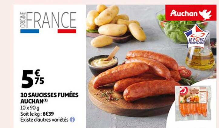 10 Saucisses Fumées Auchan