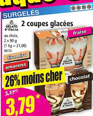 2 coupes glacées gelato d'italia