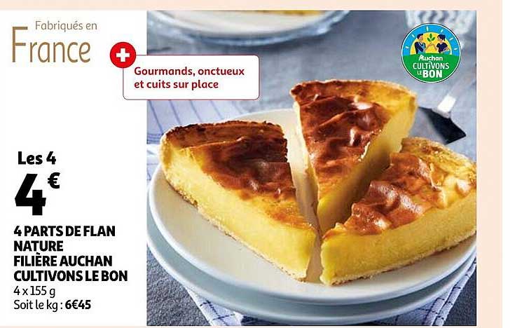 4 parts de flan nature filière auchan cultivons le bon