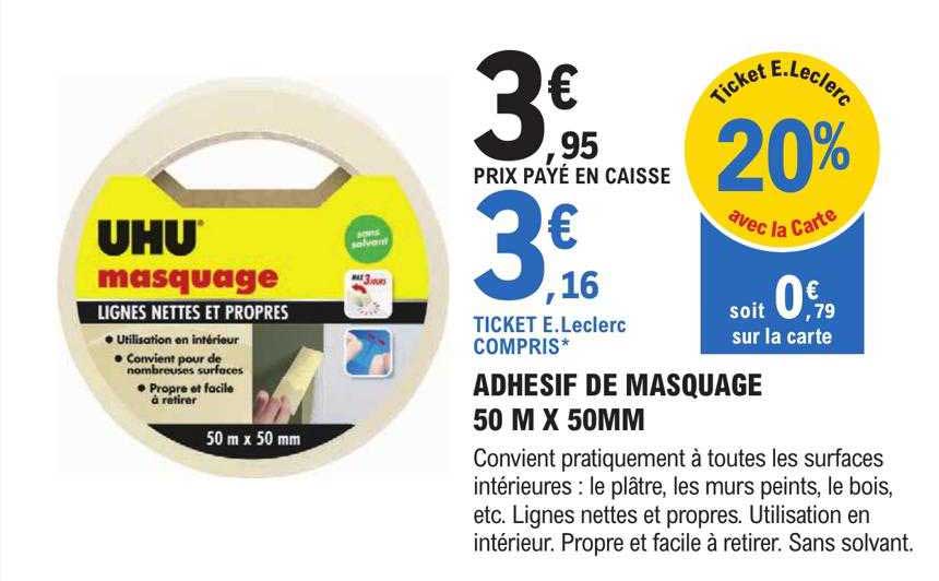 adhesif de masquage 50m x 50mm