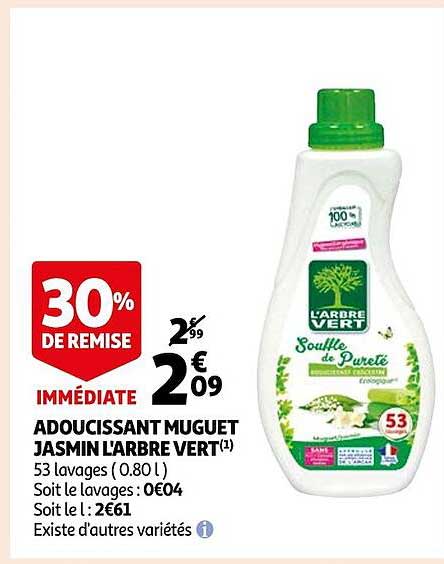 adoucissant muguet jasmin l'arbre vert