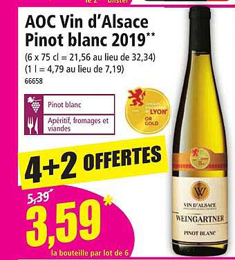 aoc vin d'alsace pinot blanc 2019