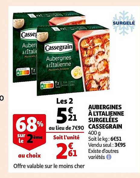 aubergines à l'italienne surgelées cassegrain