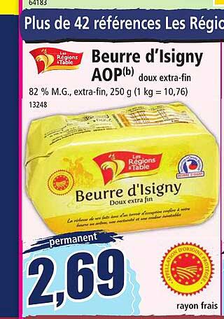 beurre d'isigny aop doux extra-fin les régions à table