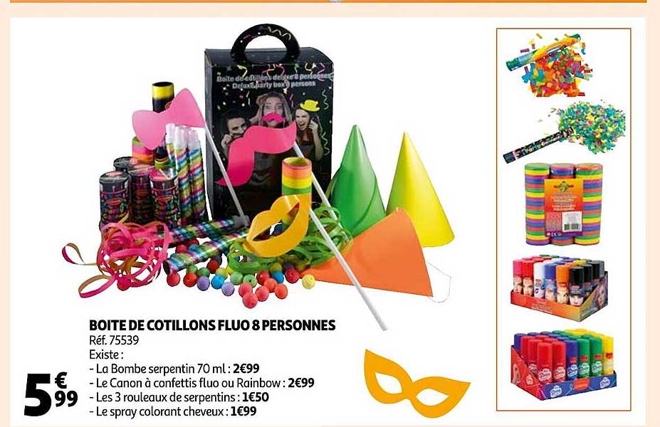boîte de cotillons fluo 8 personnes
