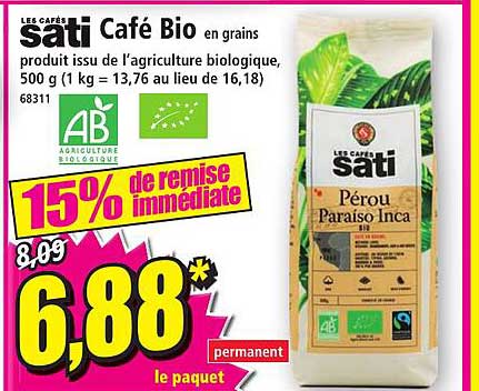Café Bio En Grains Les Cafés Sati