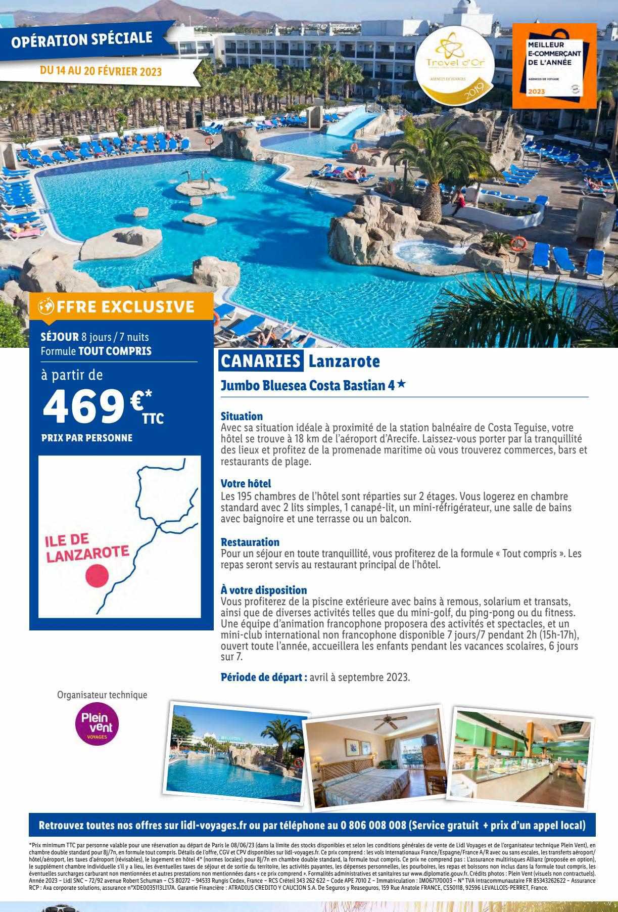 Canaries Lanzarote : Jumbo Bluesea Costa Bastian 4*