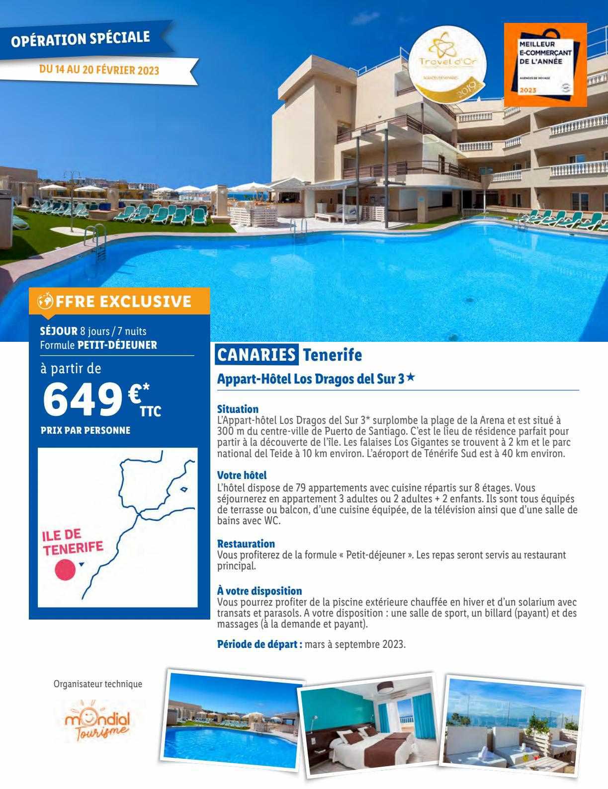 Canaries Tenerife : Appart-hôtel Los Dragos Del Sur 3*