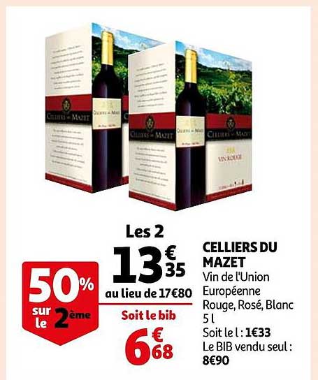 celliers du mazet vin de l'union européenne rouge, rosé, blanc