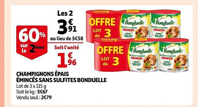 Champgnons épais émincés Sans Sulfites Bonduelle