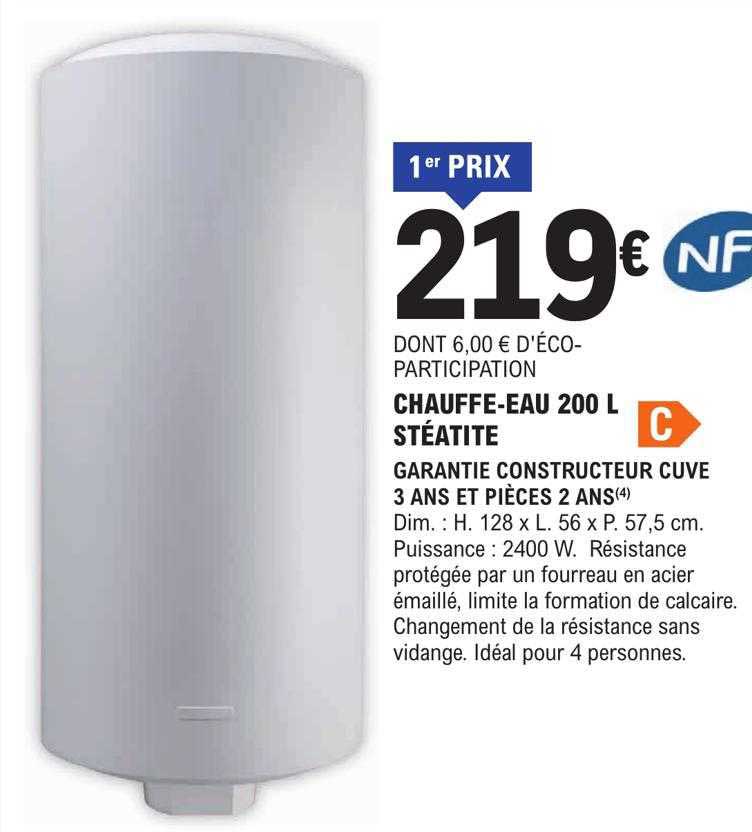 chauffe-eau 200l stéatite