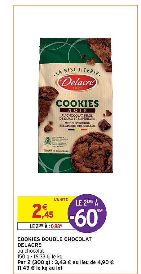 Cookies Double Chocolat Delacre