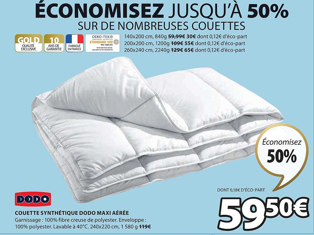 couette synthétique dodo maxi aérée dodo