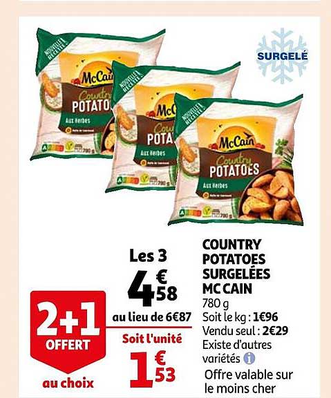 country potatoes surgelées mc cain
