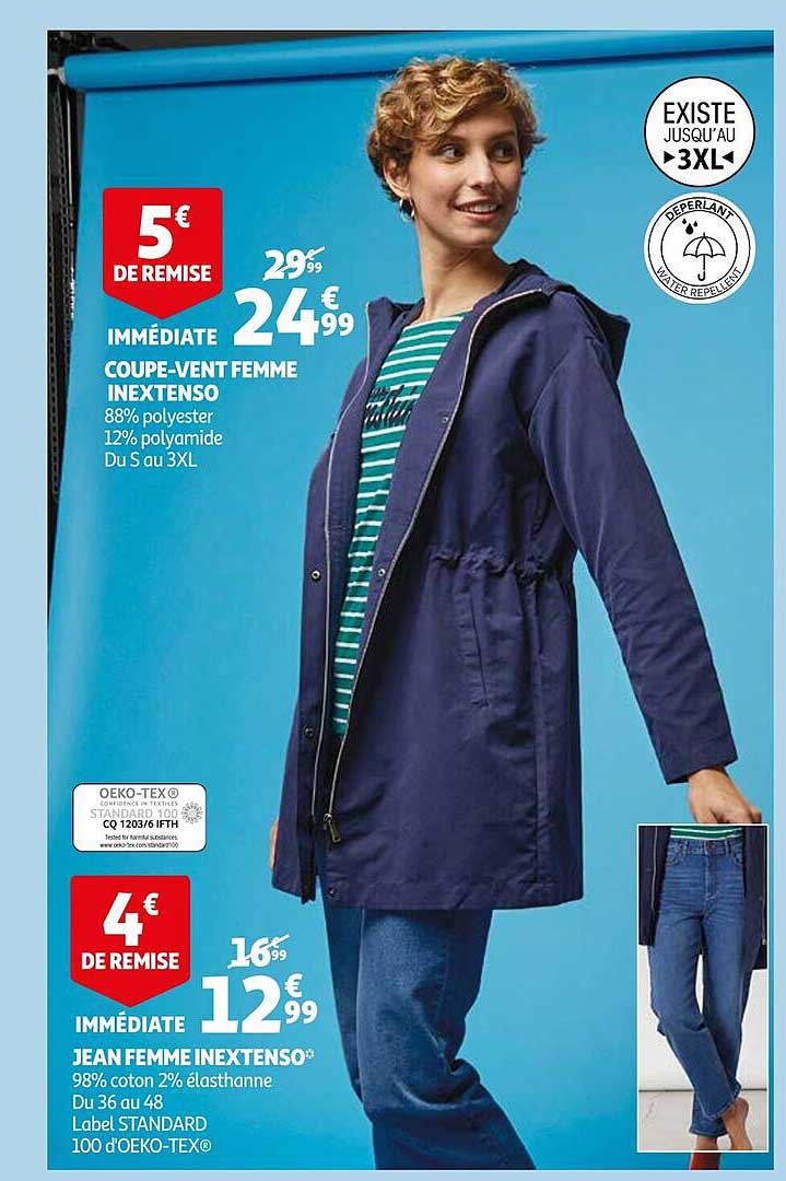 coupe-vent femme inextenso, jean femme inextenso