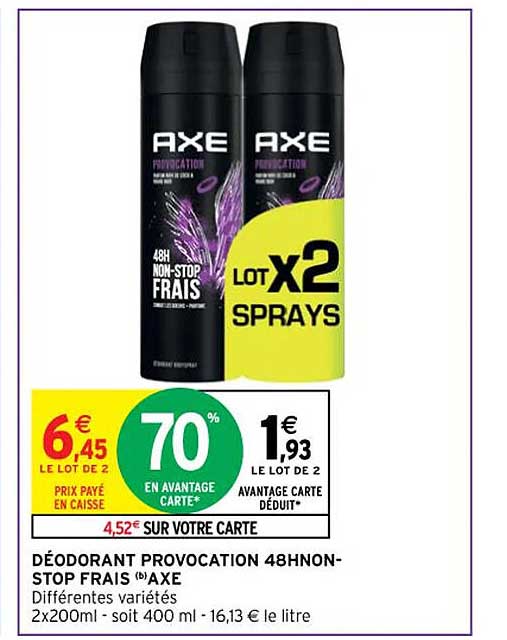 déodorant provocation 48h non-stop frais axe