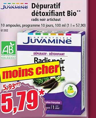 dépuratif détoxifiant bio radis noir artichaut juvamine