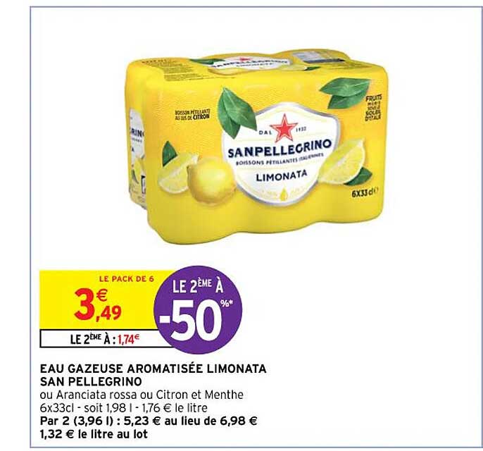 eau gazeuse aromatisée limonata san pellegrino