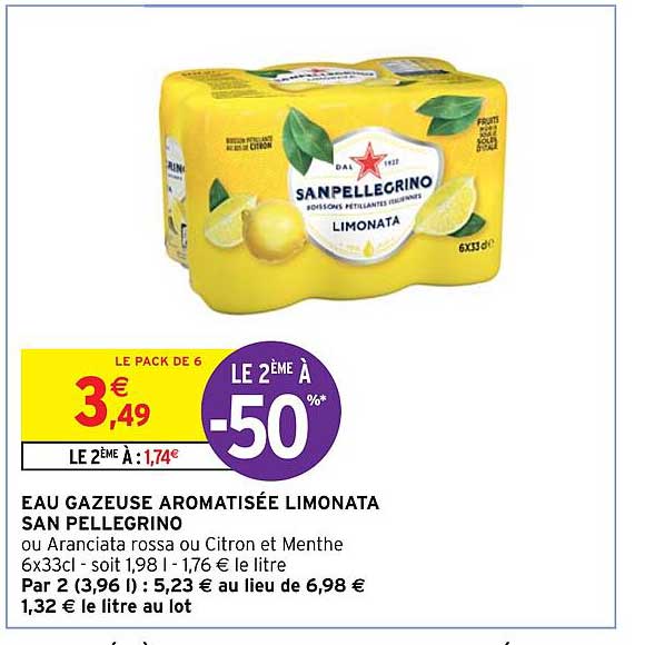 eau gazeuse aromatisée limonata san pellegrino