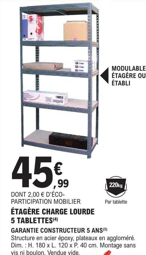 étagère charge lourde 5 tablettes