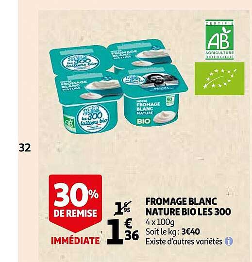 Fromage Blanc Nature Bio Les 300