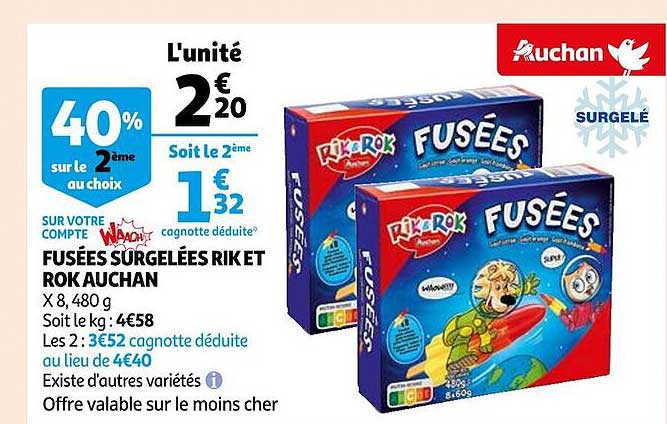 fusées surgelées rik et rok auchan