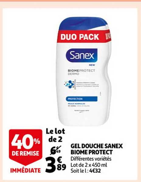 gel douche sanex biome protect