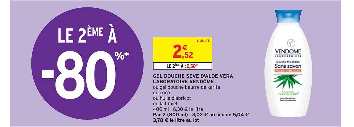 gel douche sève d'aloe vera laboratoire vendôme