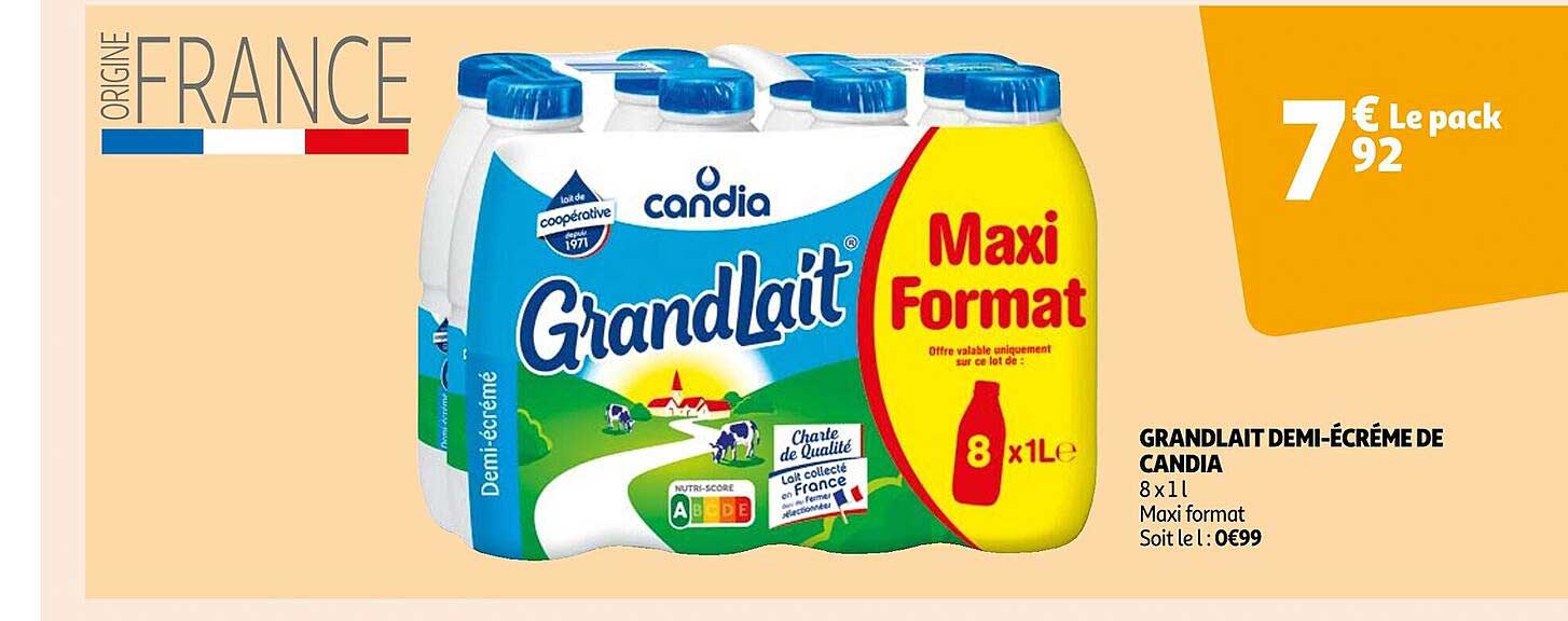 grand lait demi-écrémé de candia