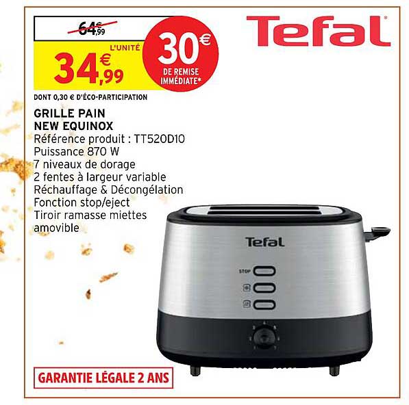 grille pain new équinoxe tefal
