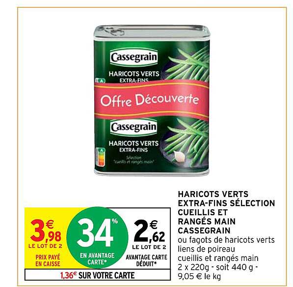Haricots Verts Extra-fins Sélection Cueillis Et Rangés Main Cassegrain