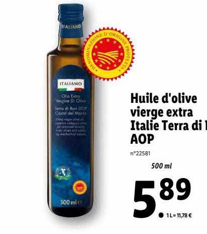 Huile D'olive Vierge Extra Italie Terra Di Aop Italiamo