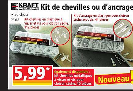 kit de chevilles ou d'ancrage kraft werkzeuge