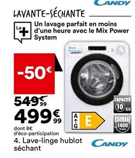 lave-linge hublot séchant candy