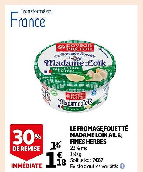 le fromage fouetté madame loïk ail & fines herbes