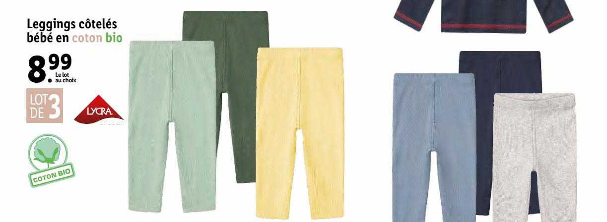 leggings côtelés bébé en coton bio