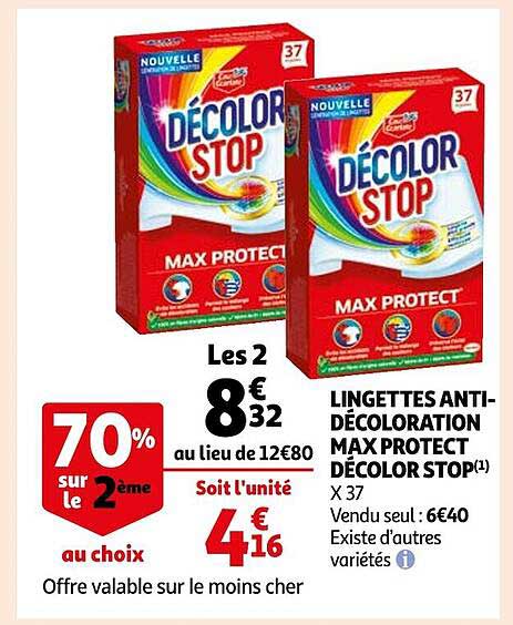 lingettes anti-décoloration max protect décolor stop