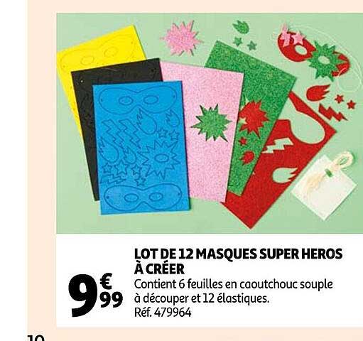 lot de 12 masques super héros à créer