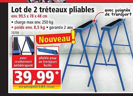 lot de 2 tréteaux pliables