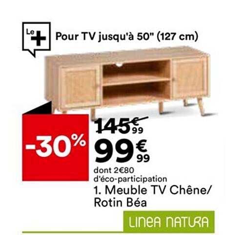 meuble tv chêne-rotin béa linea natura