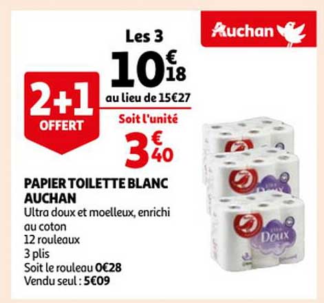 Papier Toilette Blanc Auchan