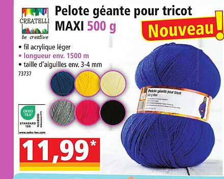 pelote géante pour tricot maxi 500 g créatelli