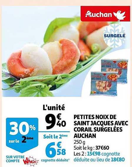 petites noix de saint jacques avec corail surgelées auchan