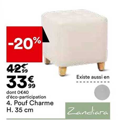 pouf charme h. 35 cm zandiara