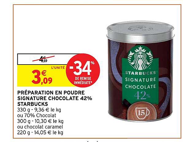 Préparation En Poudre Signature Chocolate 42% Starbucks