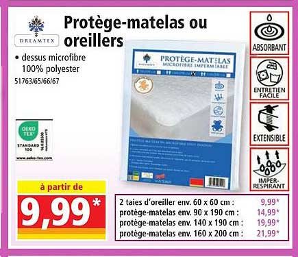 protège-matelas ou oreillers dreamtex